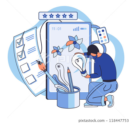 Artistic imagination vector illustration. A leap imagination dances with skill on canvas, creating symphony artistic expression Artistic creativeness, beacon intelligence, illuminates path 118447753