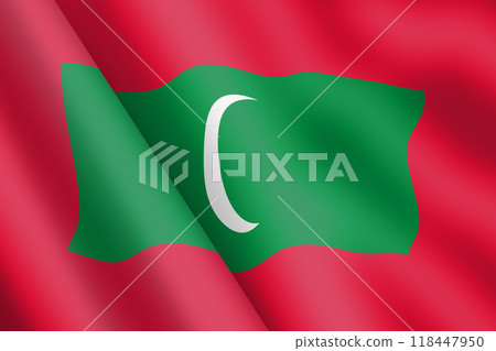 Maldives waving flag 3d illustration wind ripple 118447950