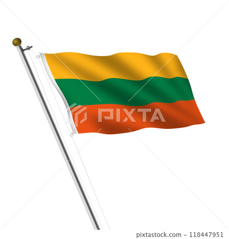 Lithuania flagpole with clipping path 118447951