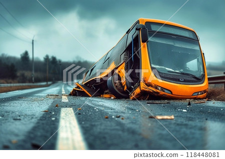 Bus accident on the road Bus accident on the road 118448081