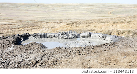photo of a mud volcano eruption, landscape photography photo of a mud volcano eruption, landscape photography 118448118