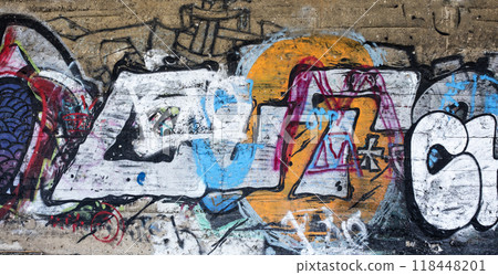 Street wall graffiti Street wall graffiti 118448201