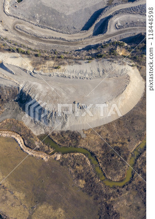 aerial View of abandoned industry quarry 118448598