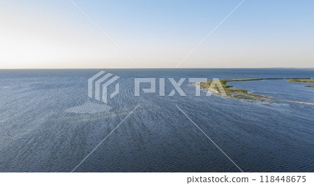 sandy beach on the seashore, view from above 118448675