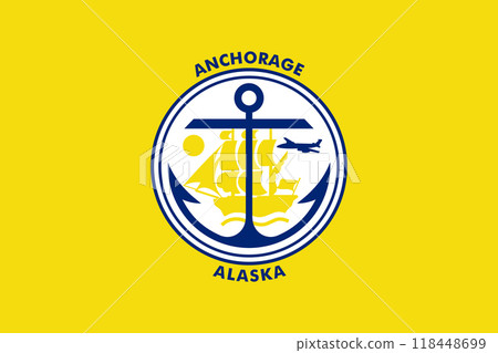 Flag of the city of Anchorage, Alaska, USA, original colors and proportions. Illustration Flag of the city of Anchorage, Alaska, USA, original colors and proportions. Illustration 118448699
