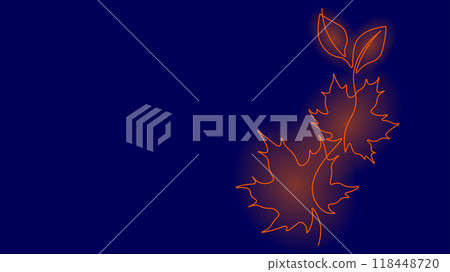 One line continuous autumn leaves symbol concept. Silhouette Canadian maple acer tree. Digital white single line sketch drawing vector illustration 118448720