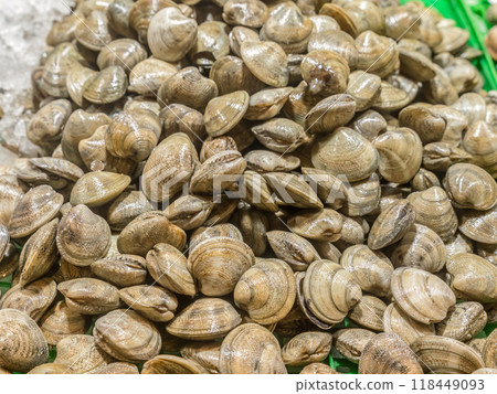 Fresh mussels at the local sea food market, Murci, Spain Fresh mussels at the local sea food market, Murci, Spain 118449093