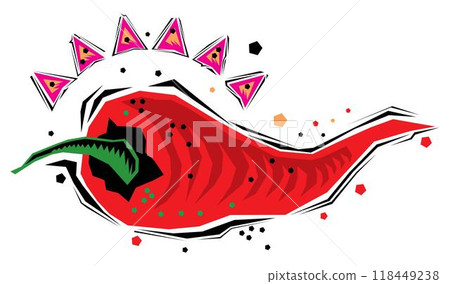 Red hot natural chili pepper pod realistic image with shadow for culinary products and recipes vector 118449238