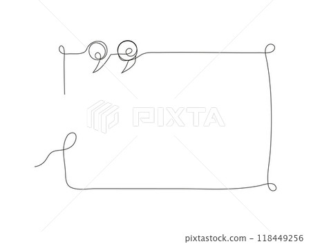 continuous line illustration featuring quotation marks in a minimalist style, designed as an empty frame for text or quotes. 118449256