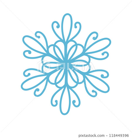 snowflakes in doodle style for winter design. Vector illustration. Collection hand drawn snowflakes isolated on whit background. Snowflake icon painted. 118449396