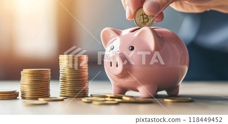 Piggy Bank with Bitcoin Piggy Bank with Bitcoin 118449452