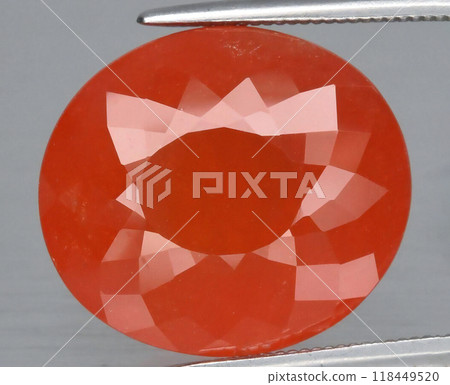 Radiant Orange Faceted Gemstone with Brilliant Sparkling Details 118449520