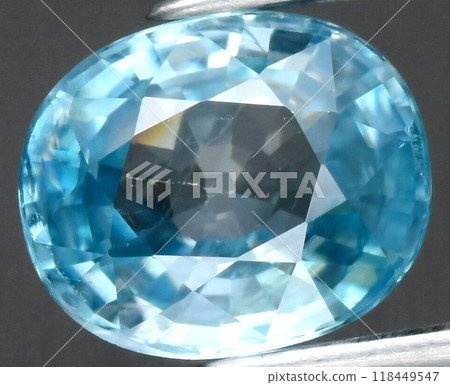 Radiant Blue Sapphire Gemstone with Intricate Faceting 118449547