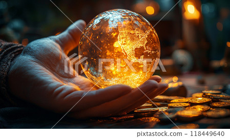 Glowing World in Hand Glowing World in Hand 118449640