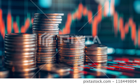 Coin Stacks and Financial Graph 118449804