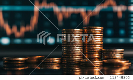 Stacked Coins with Stock Chart Stacked Coins with Stock Chart 118449805