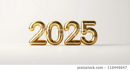 Happy New Year. Golden 2025 numbers on a white background 118449847