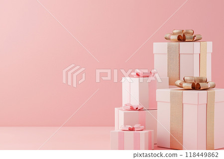 Boxing day, Pink and Gold Gift Boxes 118449862