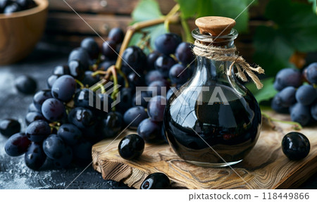 Elegant Grape Vinegar Display Elegant Grape Vinegar Display 118449866