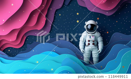 Astronaut in a Dreamy Space Landscape Astronaut in a Dreamy Space Landscape 118449911