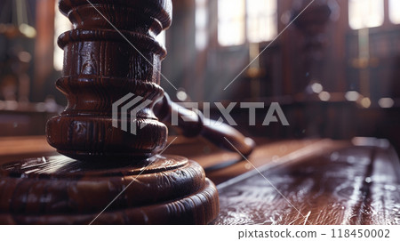 Gavel on Judge's Bench 118450002