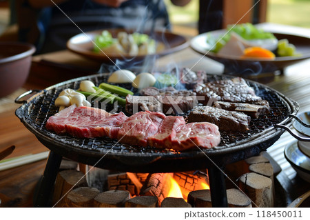 BBQ Grill with Assorted Meats and Vegetables BBQ Grill with Assorted Meats and Vegetables 118450011