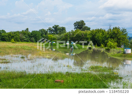 Groundwater Wells. High water and seasonal flood in summer and autumn after raining. 118450220
