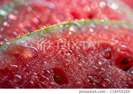 Macro Water Droplets on Red Flower Petal 118450289