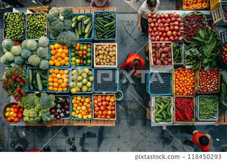 Bustling Market Fresh Produce 118450293