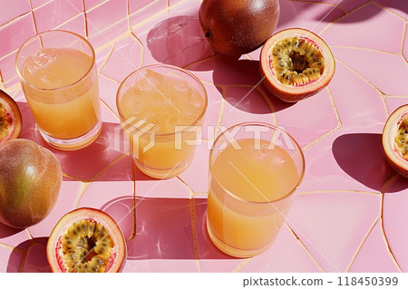 Tropical Passion Fruit Juice Still Life Tropical Passion Fruit Juice Still Life 118450399