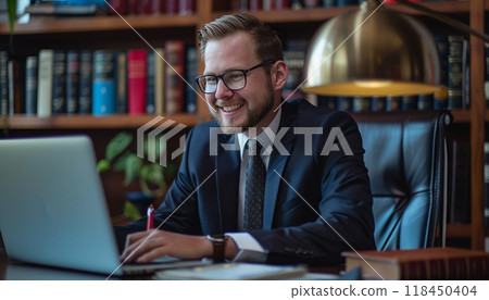 Smiling Businessman at Work Smiling Businessman at Work 118450404
