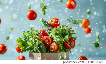 Fresh Vegetables in Mid-Air 118450428