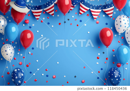 Patriotic Celebration with Balloons and Decor Patriotic Celebration with Balloons and Decor 118450436