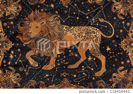 Mystical Lion Astrology Tapestry Mystical Lion Astrology Tapestry 118450445