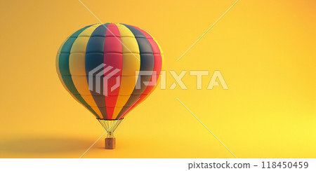 Colorful Hot Air Balloon on Yellow Background 118450459