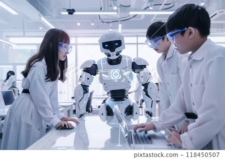 Students Interacting with Robot in Lab 118450507