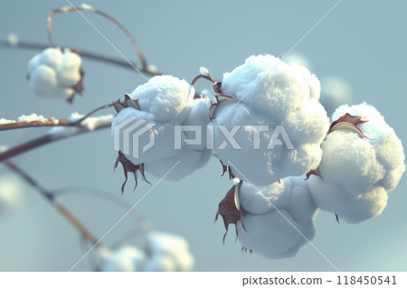 Serene Cotton Plant Close-Up 118450541