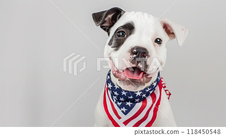 Patriotic Puppy with American Flag Bandana Patriotic Puppy with American Flag Bandana 118450548