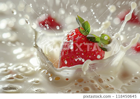 Strawberry Splash in Milk Strawberry Splash in Milk 118450645