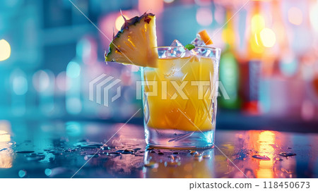 Tropical Cocktail in Vibrant Nightlife Setting Tropical Cocktail in Vibrant Nightlife Setting 118450673