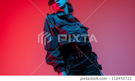 Fashion Model in Neon Light 118450722