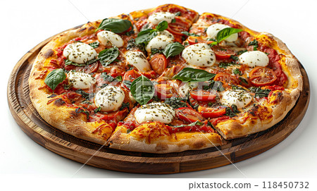 Fresh Italian Margherita Pizza with Basil 118450732