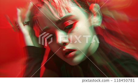Red-Toned Artistic Portrait of a Woman Red-Toned Artistic Portrait of a Woman 118450781