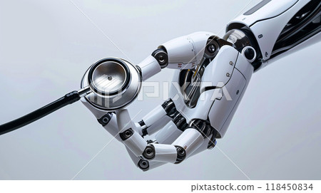 Robotic Arm Holding a Stethoscope Robotic Arm Holding a Stethoscope 118450834