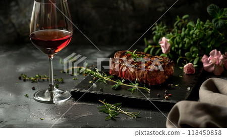 Gourmet Steak and Red Wine 118450858