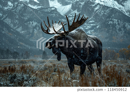 Majestic Moose in a Winter Wonderland Majestic Moose in a Winter Wonderland 118450912
