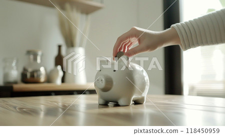 Saving Money in Piggy Bank Saving Money in Piggy Bank 118450959