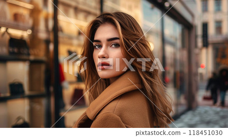 Stylish Woman in Cityscape 118451030