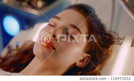 Close-up of a Young Woman with Closed Eyes 118451032