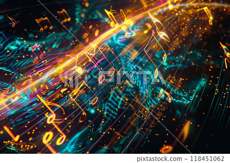 Vibrant Musical Notes Abstract Vibrant Musical Notes Abstract 118451062